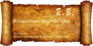 Ringeisen Boglárka névjegykártya